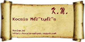 Kocsis Mátyás névjegykártya