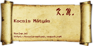 Kocsis Mátyás névjegykártya